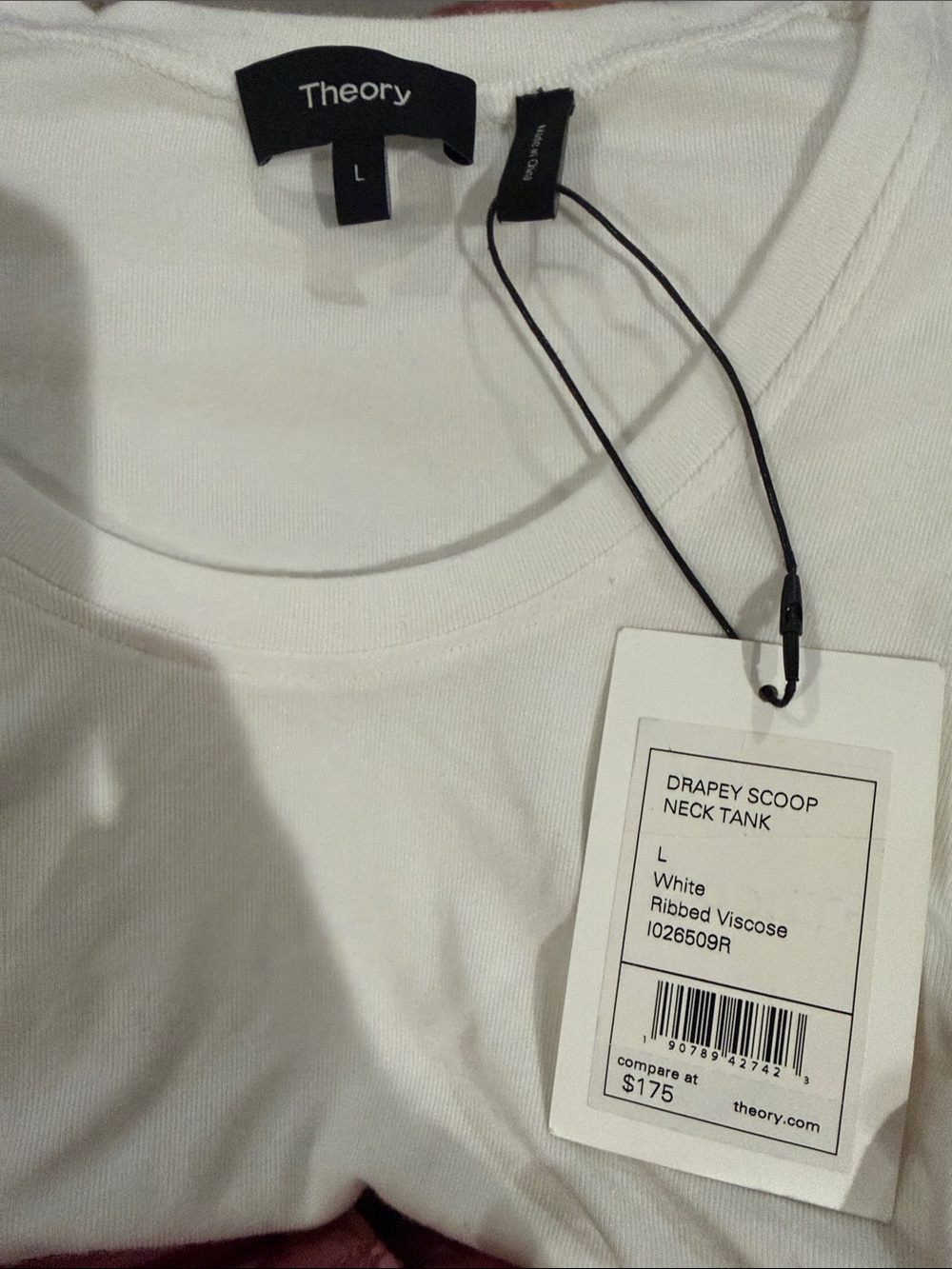 ***Theory White Drapey Scoop Neck Tank Top - Men
